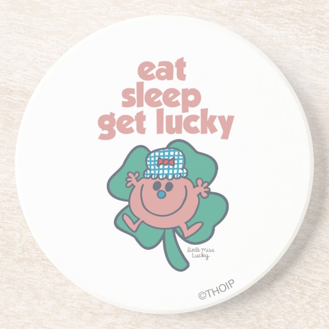 Little Miss Lucky's Motto | Green clover Drink Coaster (Front)
