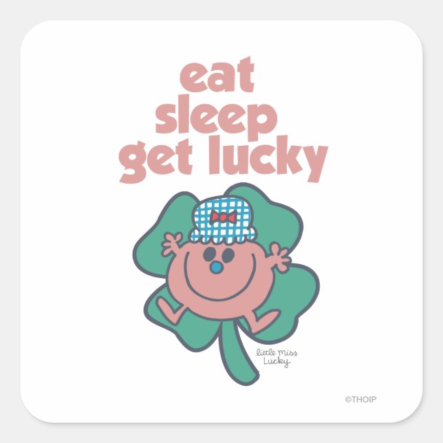 Little Miss Lucky's Motto | Green clover Square Sticker (Front)
