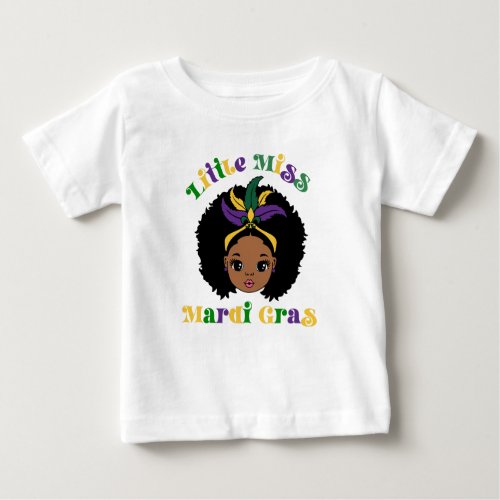 Little Miss Mardi Gras Afro Girl Baby T_Shirt