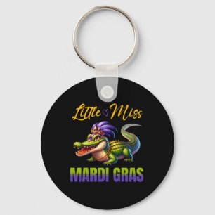 Little Miss Mardi Gras Alligator Mardigator Cute K Keychain