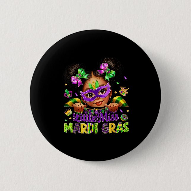 Little Miss Mardi Gras Carnival New Orleans Fleur  Button (Front)