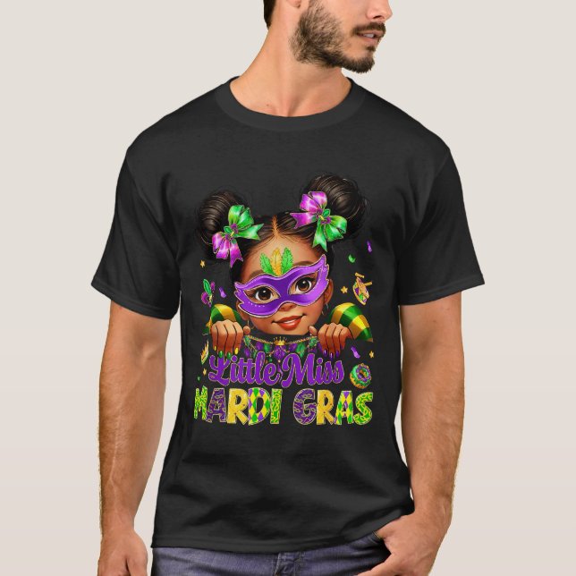Little Miss Mardi Gras Carnival New Orleans Fleur  T-Shirt (Front)