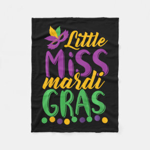 Little Miss Mardi Gras Funny Mardi Gras 2020  Fleece Blanket