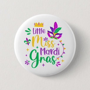 Little Miss Mardi Gras Kids Carnival Apparel Girls Button