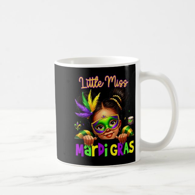 Little Miss Mardi Gras Messy Bun Girls Kids New Or Coffee Mug (Right)
