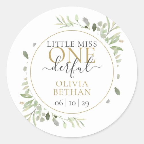 Little Miss Mr ONEderful Boy First Birthday Classic Round Sticker