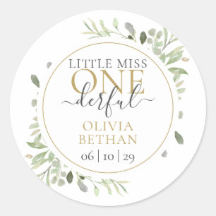 Little Miss Mr ONEderful Boy First Birthday Classic Round Sticker