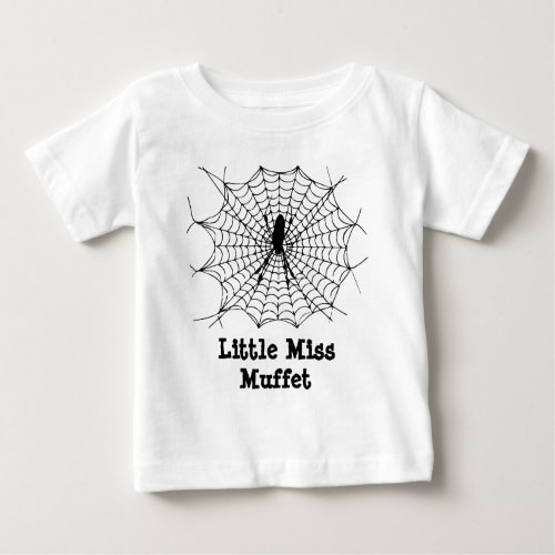 Little Miss Muffet black spider in web kids Baby T_Shirt