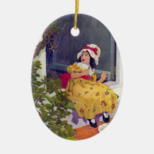 Little Miss Muffet Nursery Rhyme Ceramic Ornament