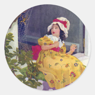 Little Miss Muffet Nursery Rhyme Classic Round Sticker