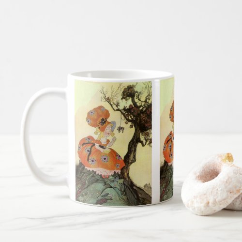 Little Miss Muffet  Spider Vintage Mother Goose Coffee Mug