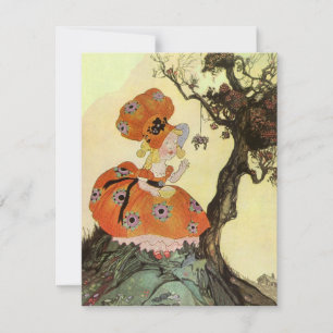 Little Miss Muffet & Spider, Vintage Mother Goose Invitation