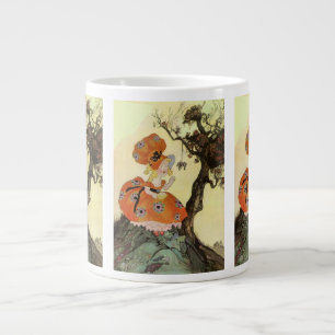 Little Miss Muffet & Spider, Vintage Mother Goose Large Coffee Mug