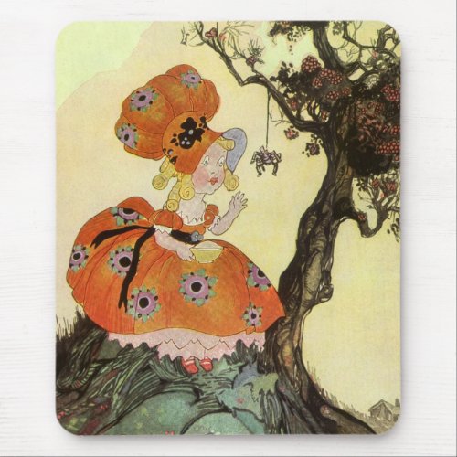 Little Miss Muffet  Spider Vintage Mother Goose Mouse Pad