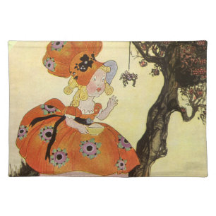 Little Miss Muffet & Spider, Vintage Mother Goose Placemat
