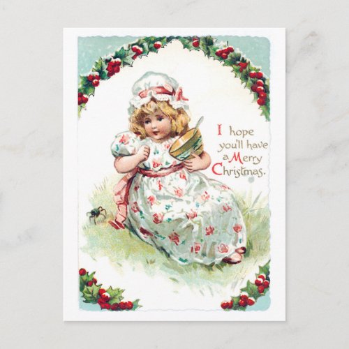 Little Miss Muffet Vintage Christmas Card