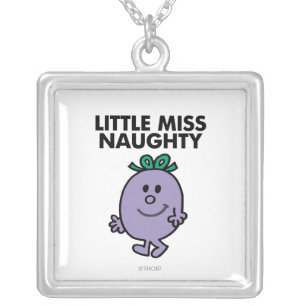 Little Miss Naughty Black Lettering Silver Plated Necklace