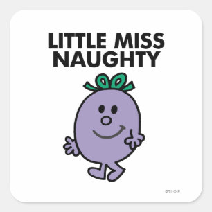 Little Miss Naughty Black Lettering Square Sticker