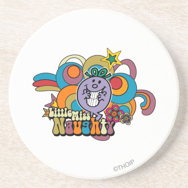 Little Miss Naughty Rainbow Sandstone Coaster (Front)