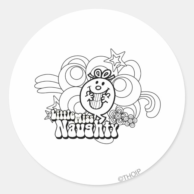 Little Miss Naughty With Bold Background Classic Round Sticker (Front)