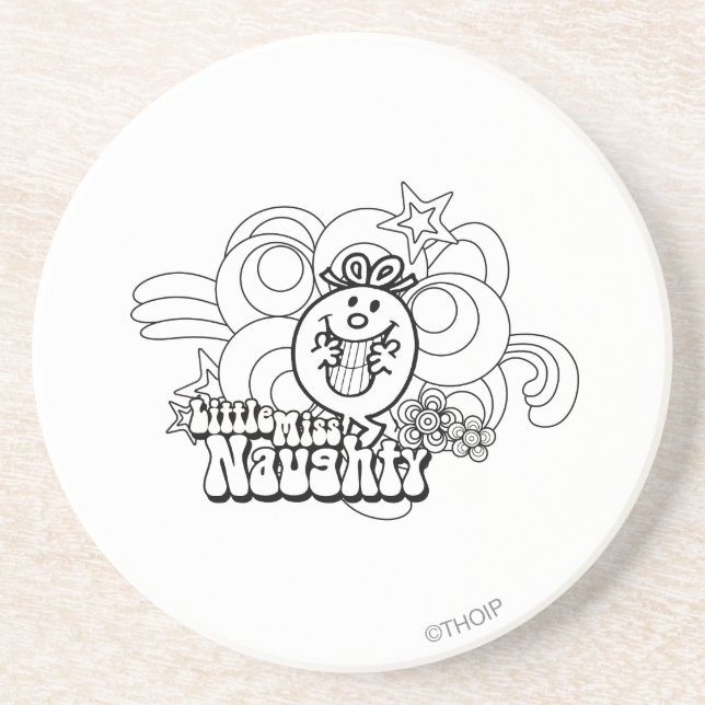 Little Miss Naughty With Bold Background Sandstone Coaster (Front)