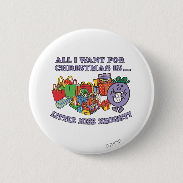 Little Miss Naughty's Christmas Joy Pinback Button (Front)