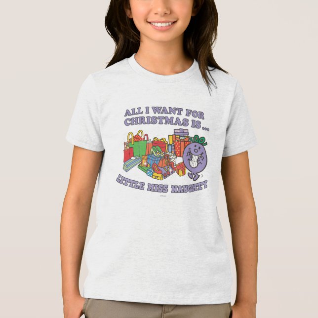 Little Miss Naughty's Christmas Joy Tri-Blend Shirt (Front)
