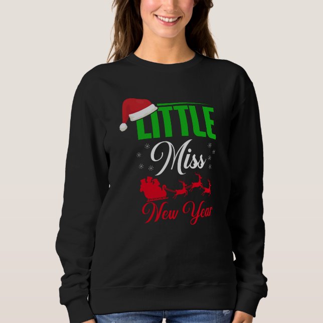 Little Miss New Year Red Green Black & White Women Sweatshirt (Front)