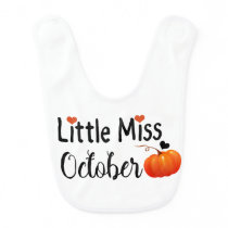 little miss october baby bib