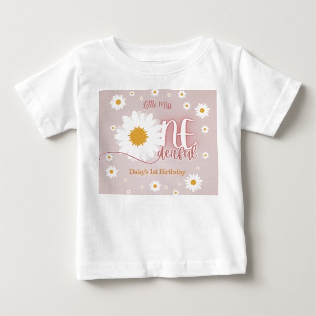 Little Miss Onederful 1st Birthday Baby T-Shirt (Front)