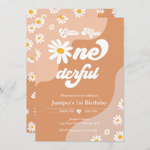 Little Miss ONEderful 1st Birthday Boho Daisy Invitation