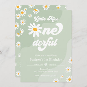 Little Miss ONEderful 1st Birthday Boho Daisy Invitation