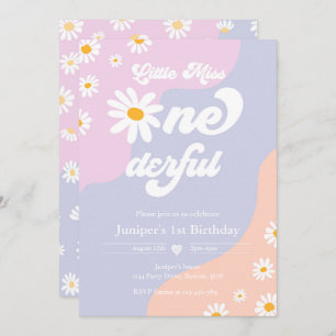 Little Miss ONEderful 1st Birthday Boho Daisy Invitation