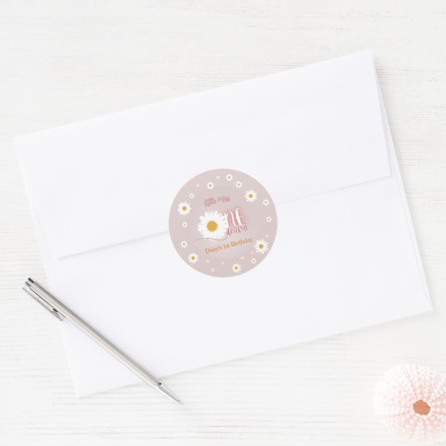 Little Miss Onederful 1st Birthday Classic Round Sticker (Envelope)