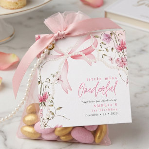 Little Miss Onederful 1st Birthday Coquette Bow Favor Tags