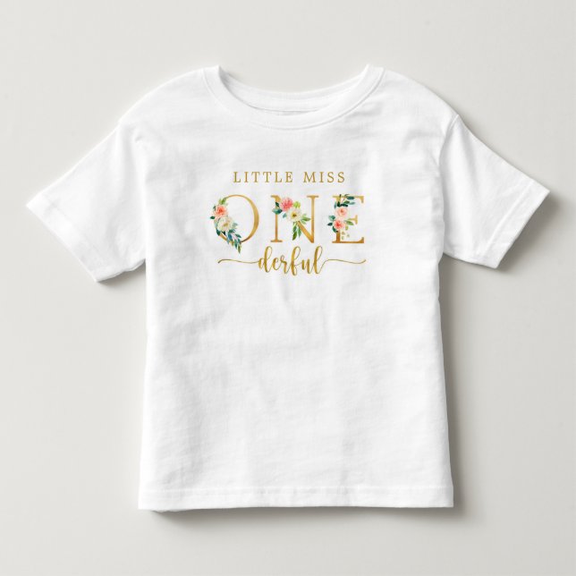 Little Miss Onederful 1st Birthday Girl Toddler T-shirt (Front)