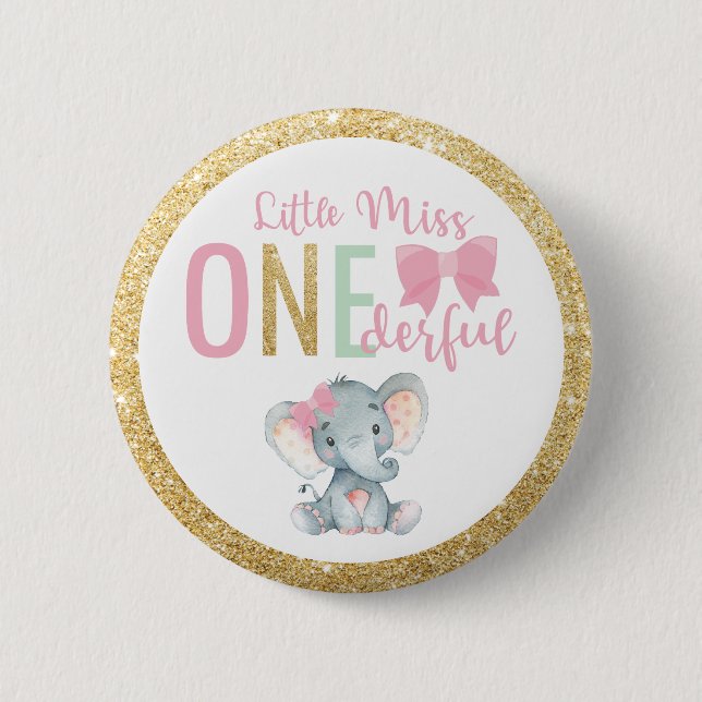 Little Miss ONEderful 1st Birthday Guest of Honor Button (Front)