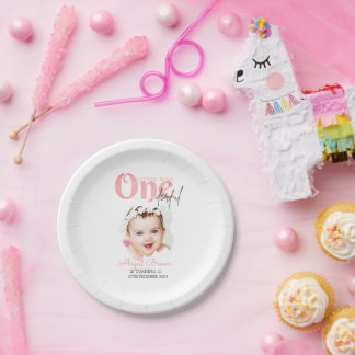 Little miss Onederful 1st birthday invitation Paper Plates
