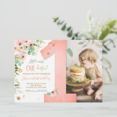 Little Miss Onederful 1st Birthday Invite Floral (Standing Front)
