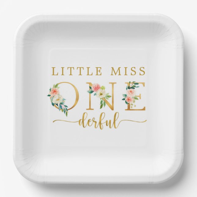 Little Miss Onederful 1st Birthday  Paper Plates (Front)