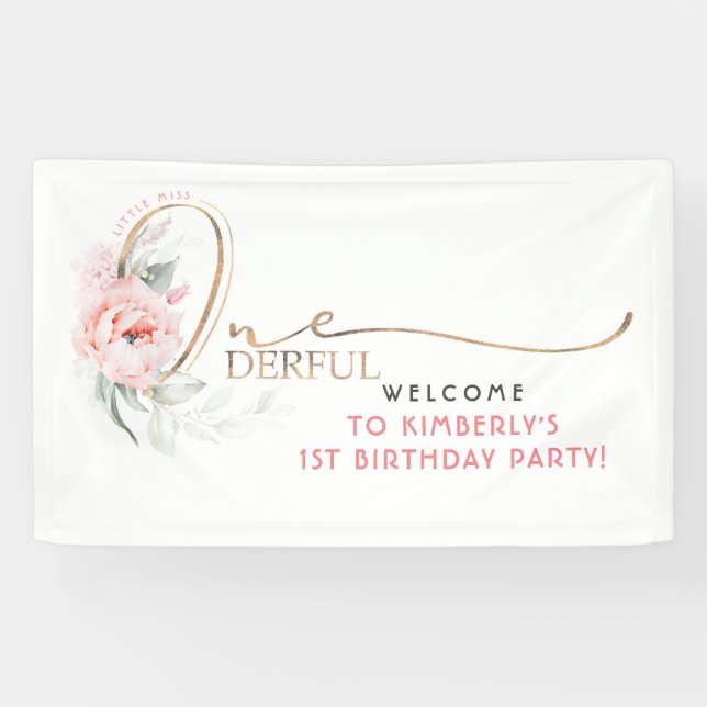 Little Miss Onederful 1st Birthday Party Welcome Banner (Horizontal)