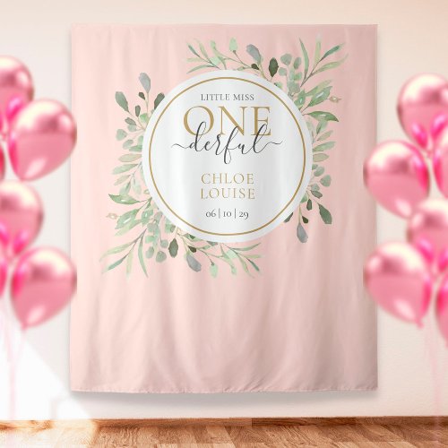 Little Miss ONEderful 1st Birthday Pink Photo Prop Tapestry