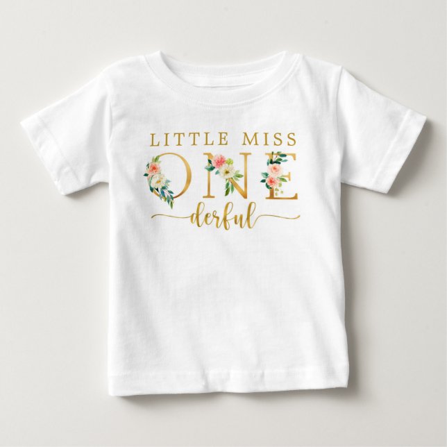 Little Miss Onederful 1st Birthday Tee Baby (Front)