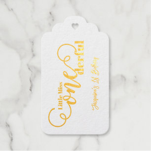 Little Miss ONEderful 1st First Birthday Foil Gift Tags
