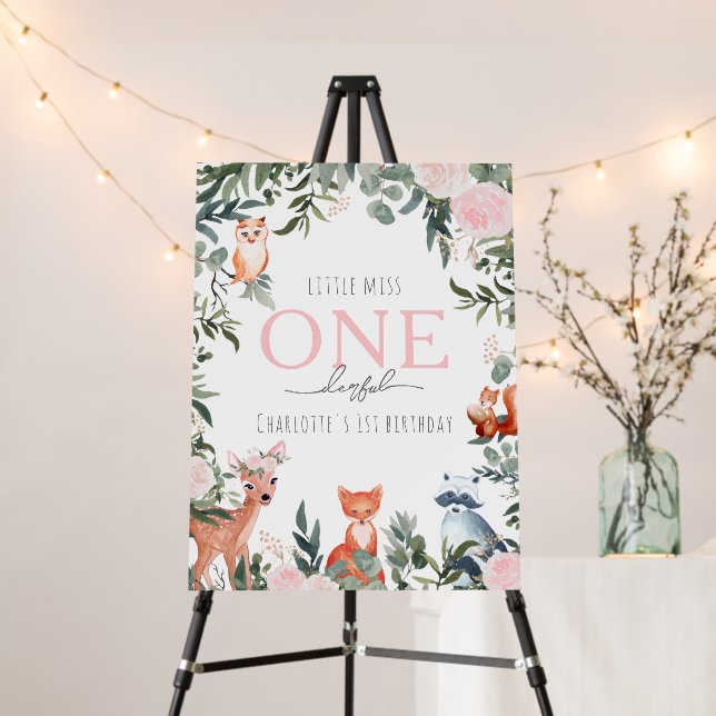 Little Miss Onederful | Baby's First Birthday Sign (In Situ (Stand))