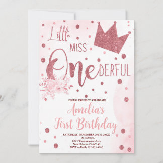 Little Miss Onederful Birthday, 1st Birthday Invitation