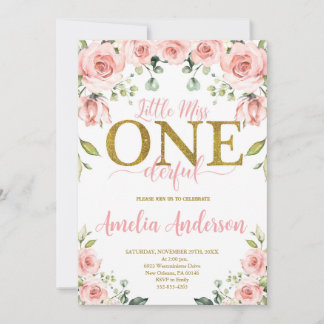 Little Miss Onederful Birthday, 1st Birthday Invitation