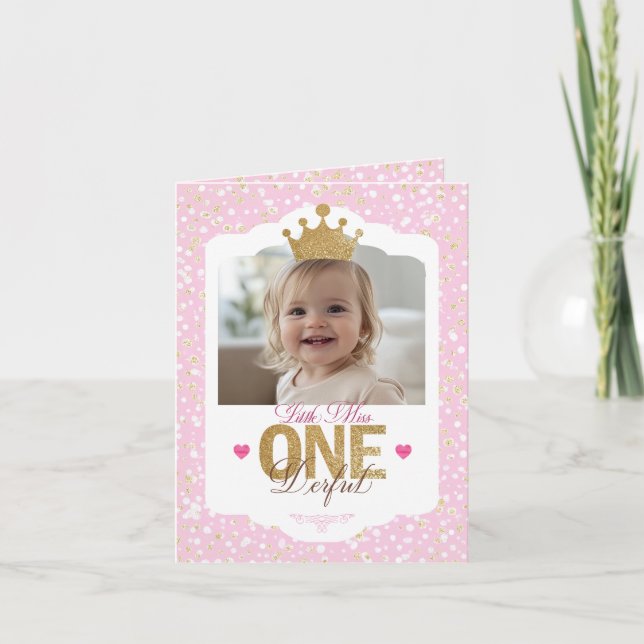 Little Miss onederful birthday Folded Invitation (Front)