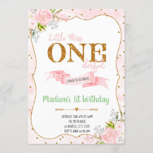 Little Miss ONEderful birthday invitation