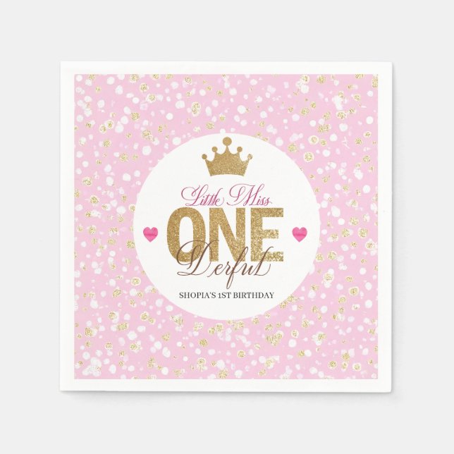 Little Miss onederful Birthday Napkins (Front)